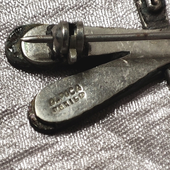 Abalone Shell Alpaca Mexico Signed Sterling Dragonfly Long Bug Vintage Brooch - Picture 7 of 10